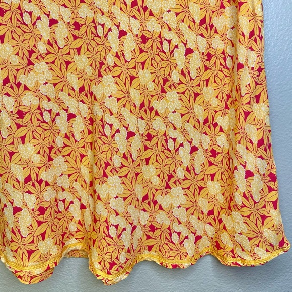 GAP Vintage Y2K 2001 Floral Yellow Red Orange Flowy Skirt - Picture 4 of 9